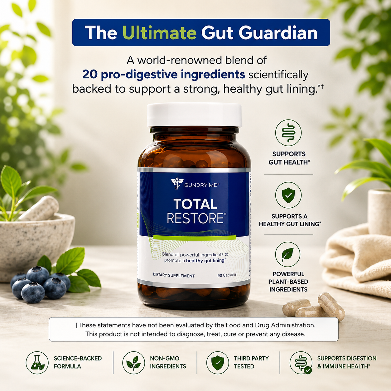 Gundry MD Total Restore 90 Capsules – Gut Health Dietary Supplement
