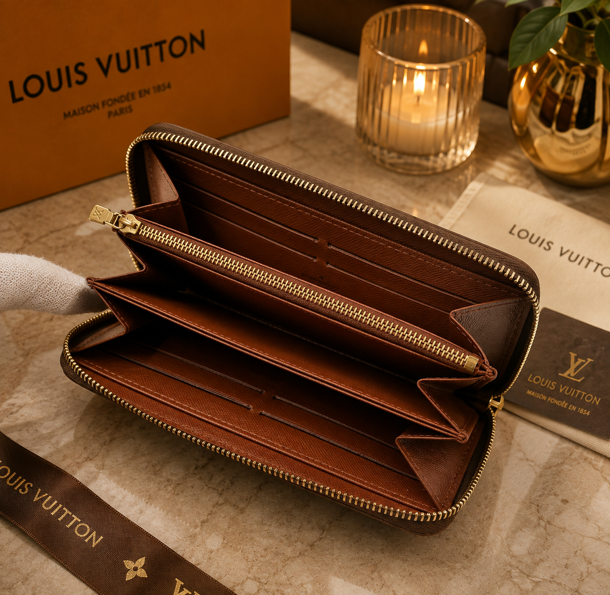 Louis Vuitton Monogram Zippy Zip Wallet Brown Long Wallet