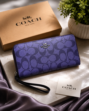 COACH Long Wallet, Purple Signature Long Zip - Best Buyerz