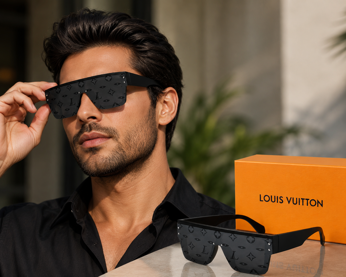 Louis Vuitton WAIMEA Monogram Black Gray Men's Sunglasses