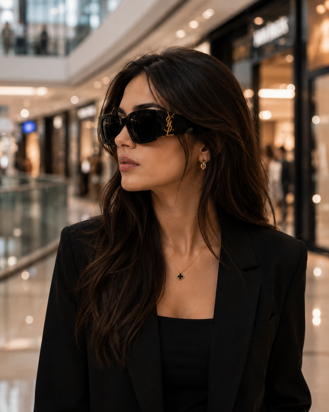 YSL Women’s Oversized Square Sunglasses – Black