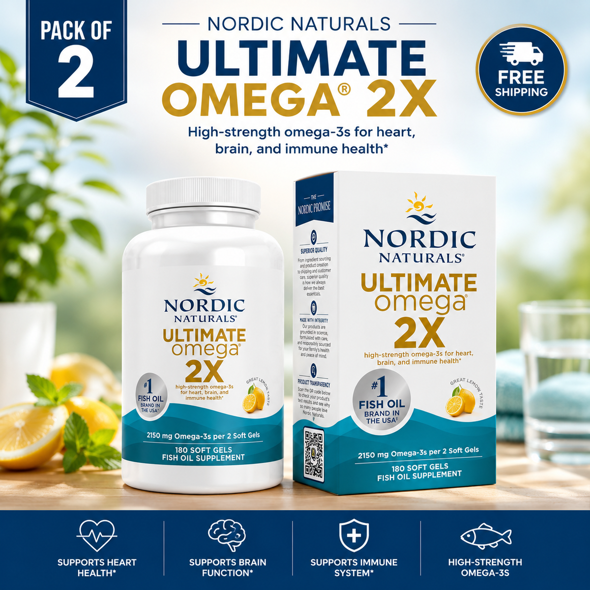 Nordic Naturals Ultimate Omega 2X Fish Oil 2150 mg – 180 Soft Gels