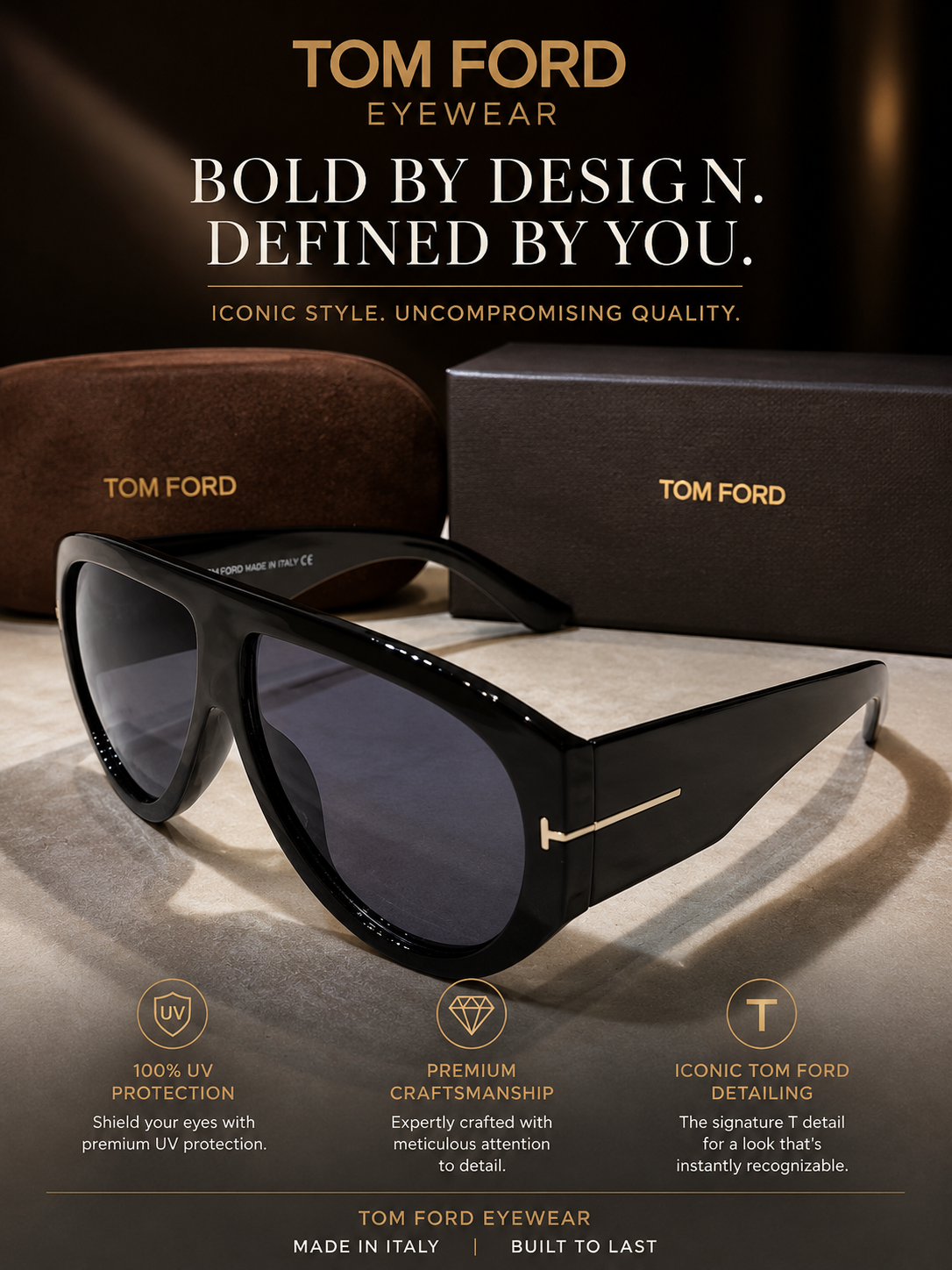 TOM FORD Unisex Sunglasses – Stylish Round Designer Eyewear