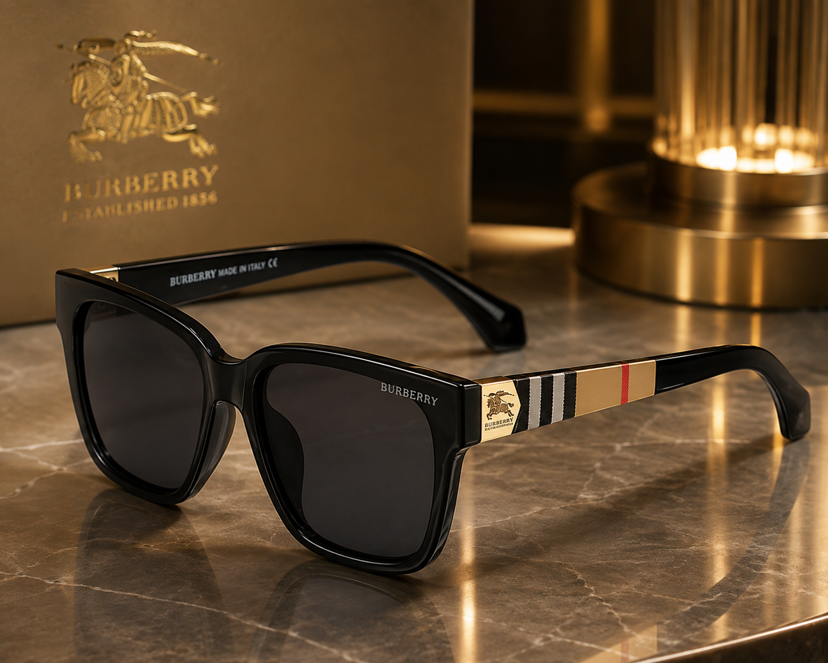 Burberry BE4160 Polarized Square Sunglasses – Black Frame, Grey Lenses, UV400