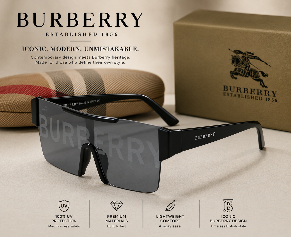 Black Burberry Shield Logo Sunglasses – Designer Eyewear
