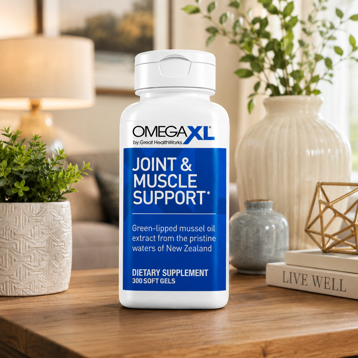 OmegaXL Joint Support Supplement - Natural Muscle Support, Green Lipped Mussel Oil, Soft Gel Pills, Drug-Free, 300 Count