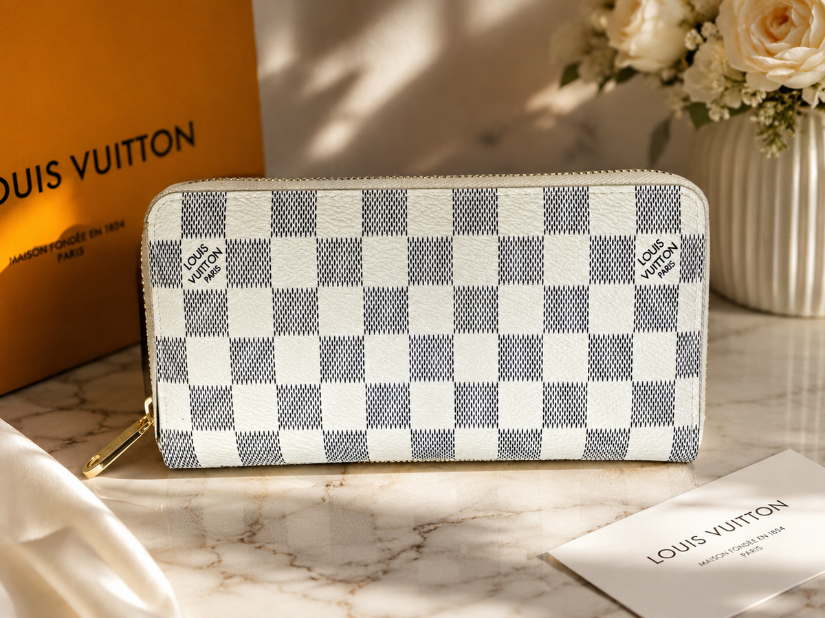 Louis Vuitton Damier Azur Zippy Zip Around Long Wallet Purse White - Best Buyerz