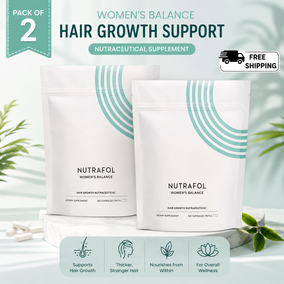 Nutrafol Women’s Balance Hair Growth Supplement – For Women 45+