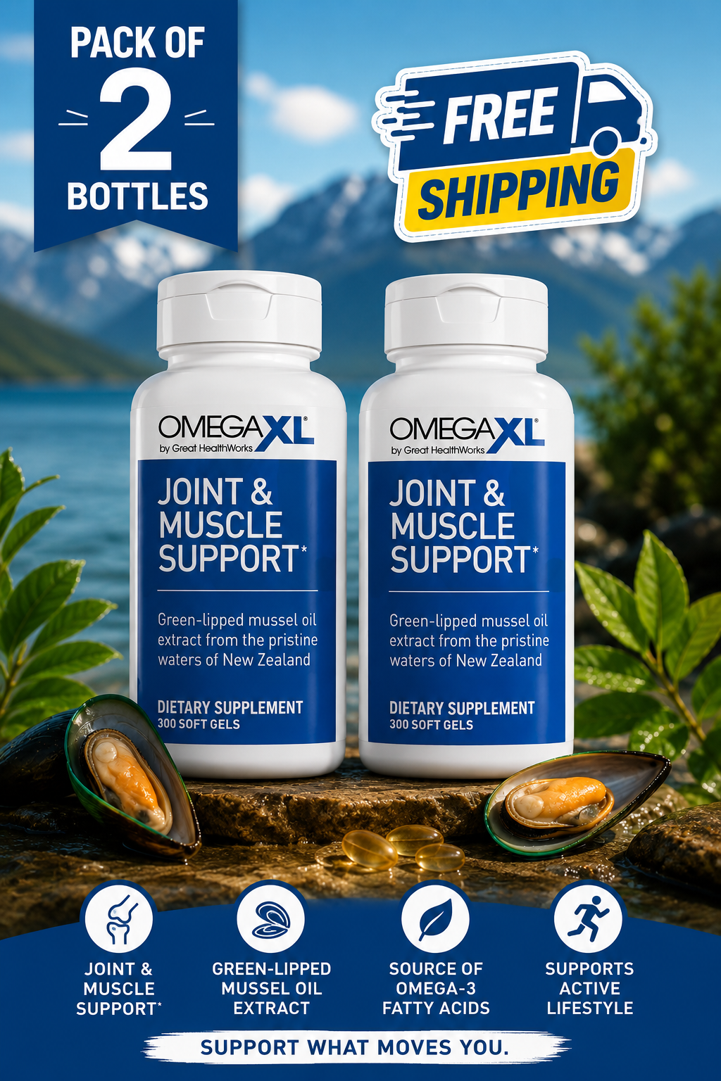 OmegaXL Joint Support Supplement 60 Softgels – Natural Joint & Muscle Support