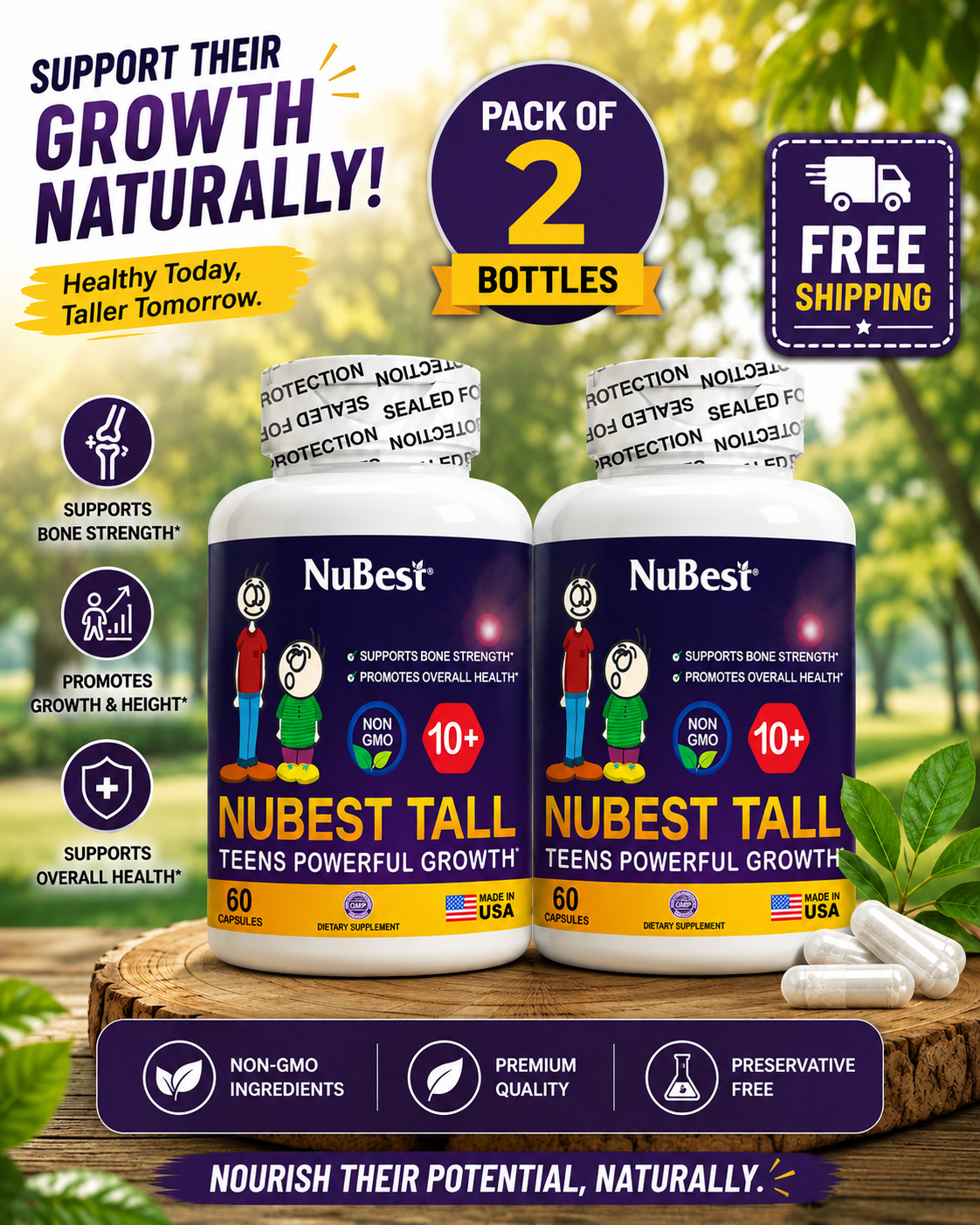 NuBest Tall 10+ for Teens & NuBest Tall Kids 90ct for Kids – Growth Support Supplements