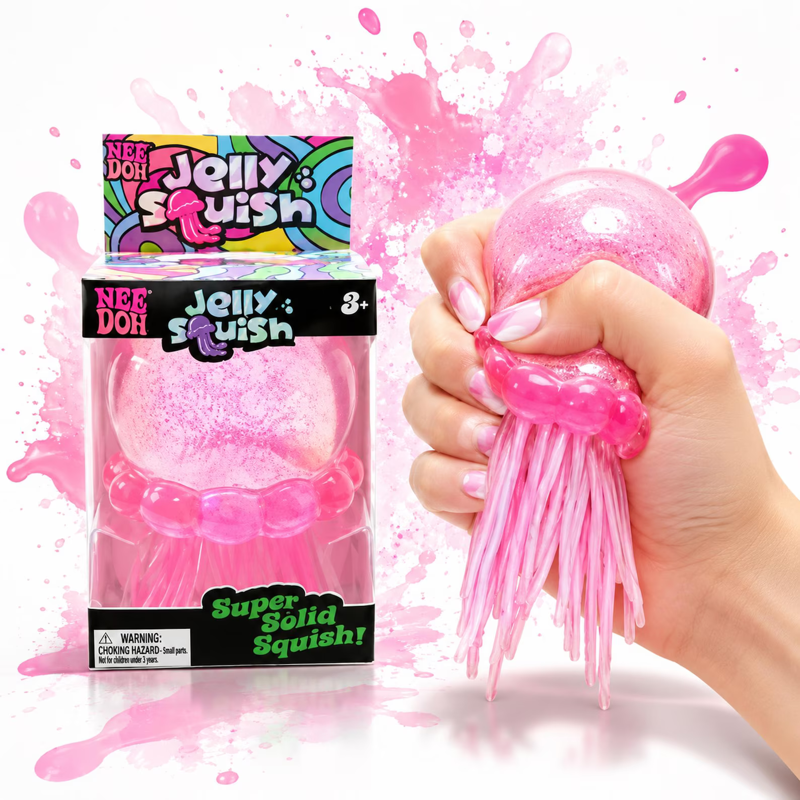 NeeDoh Jelly Squish Sensory Fidget Toy, Glitter Stress Ball, Anxiety Relief Desk Toy