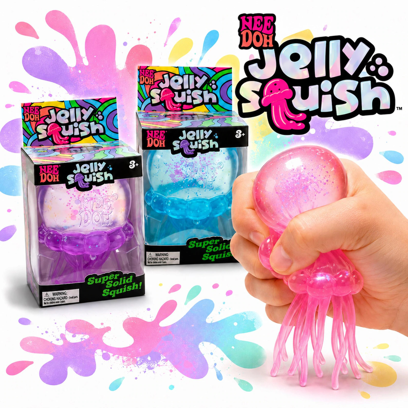 NeeDoh Jelly Squish Sensory Fidget Toy, Glitter Stress Ball, Anxiety Relief Desk Toy