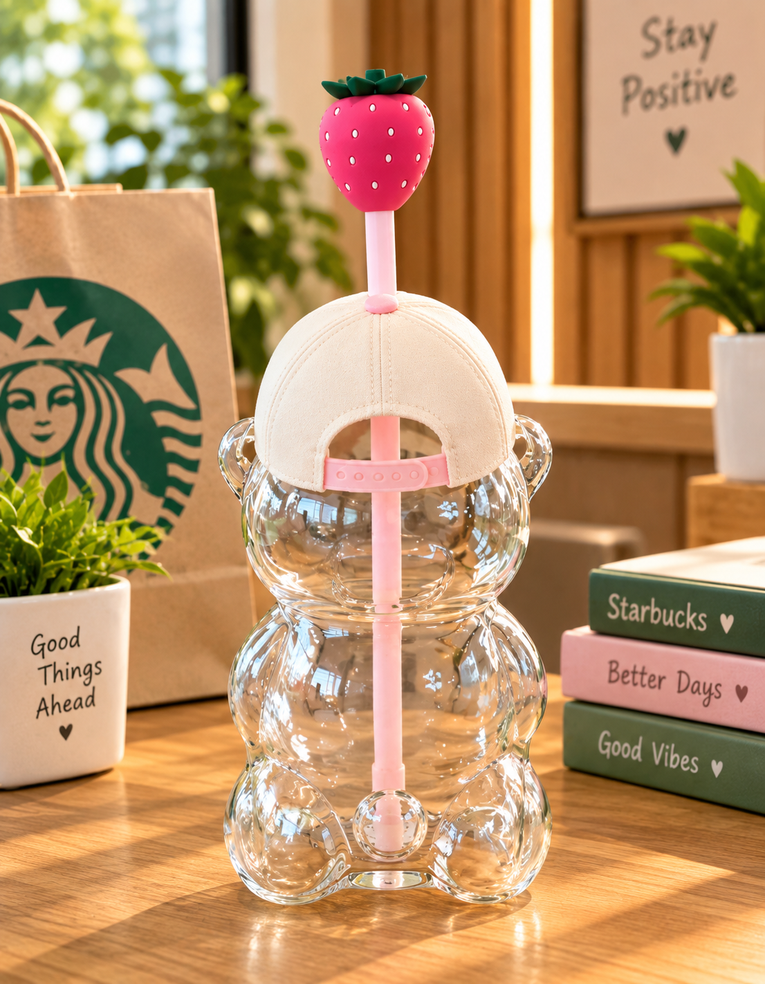 2026 Starbucks Bearista Bear Cup – Strawberry Topper Baseball Cap 🍓🧸