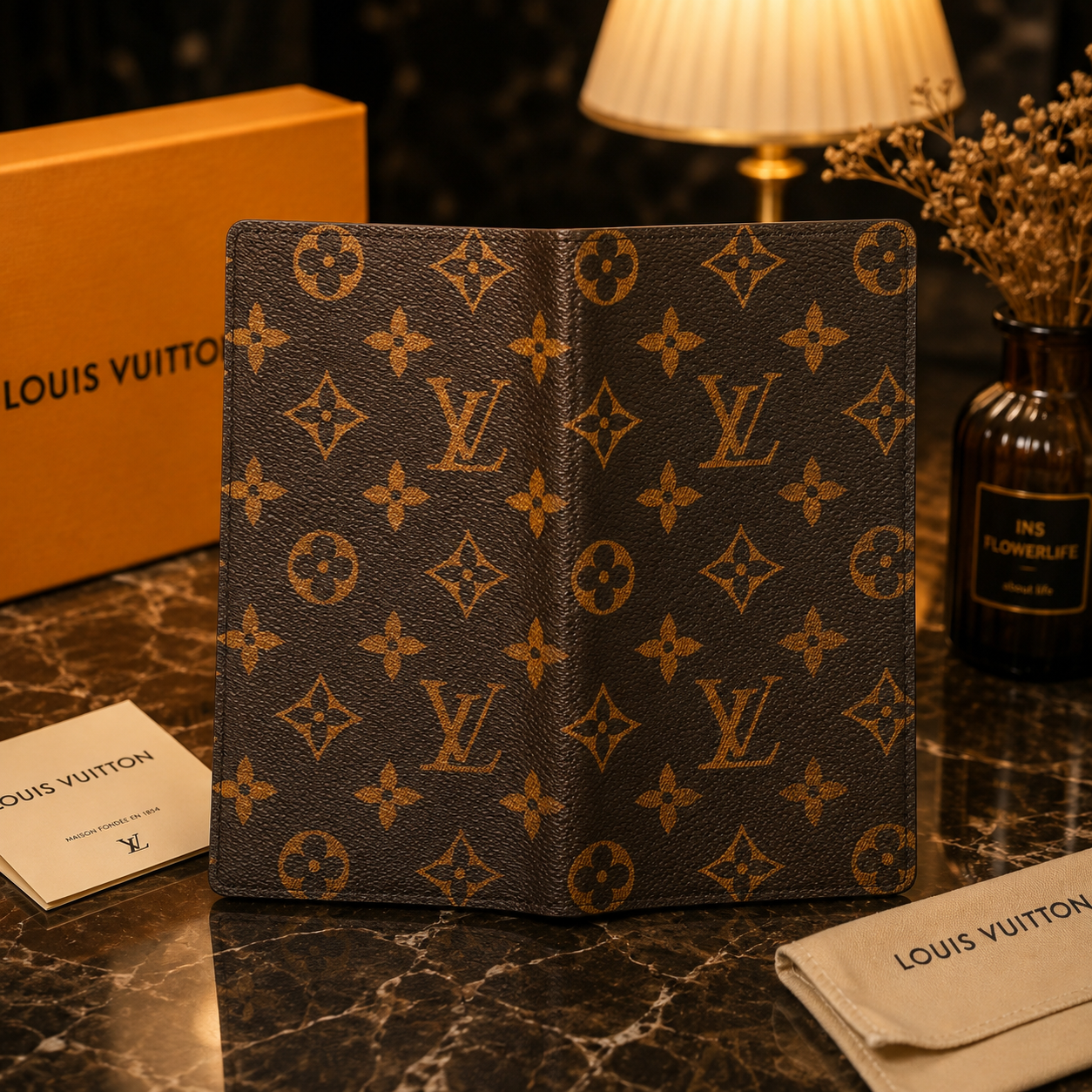 Authentic LOUIS VUITTON Monogram Portefeuille Brazza Long Wallet W/Box