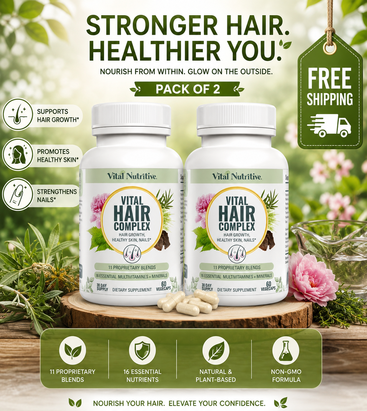 Vital Hair Complex Hair Growth Supplement – Biotin & B Vitamins