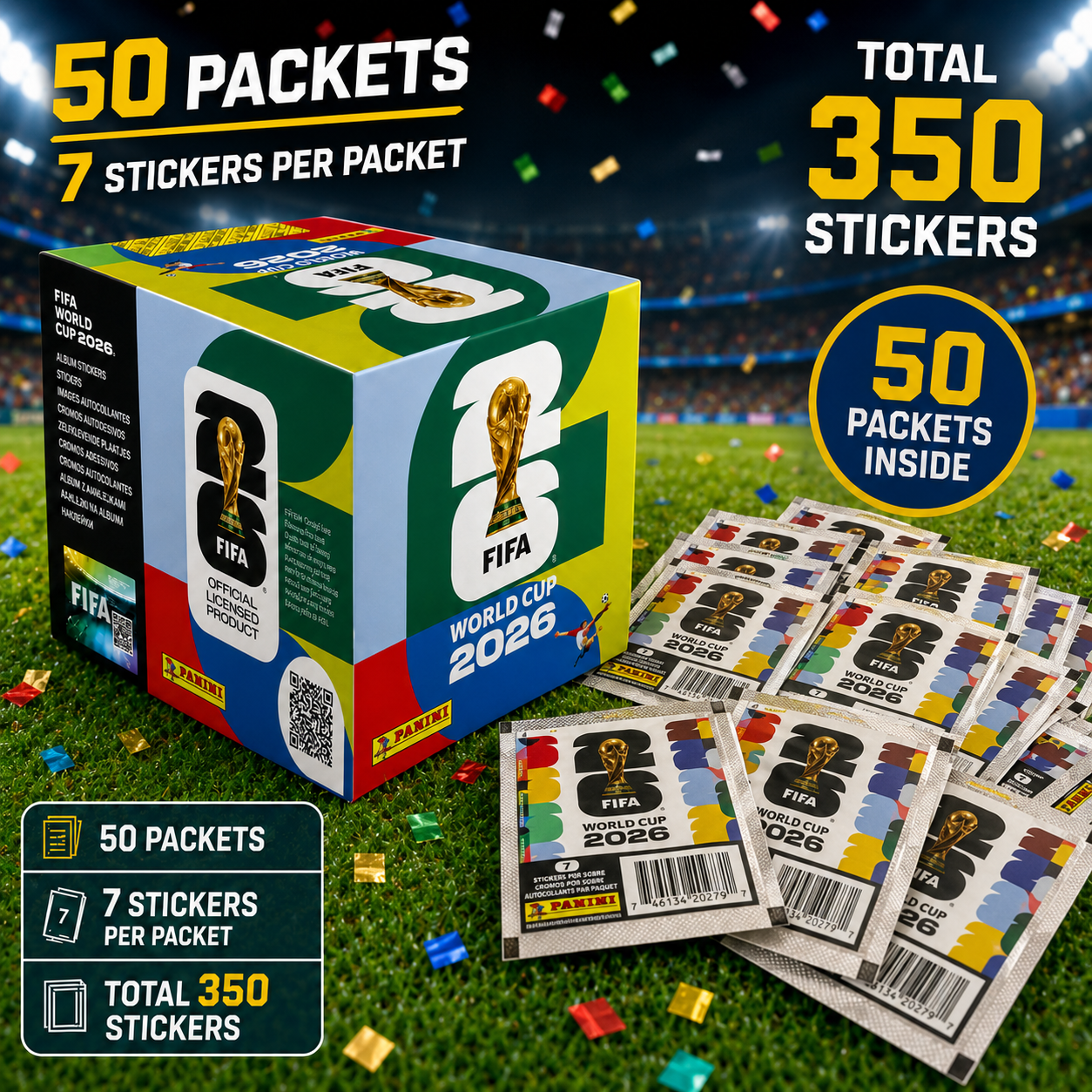 Panini FIFA World Cup 2026 Football Sticker Collection Box – 350 Stickers