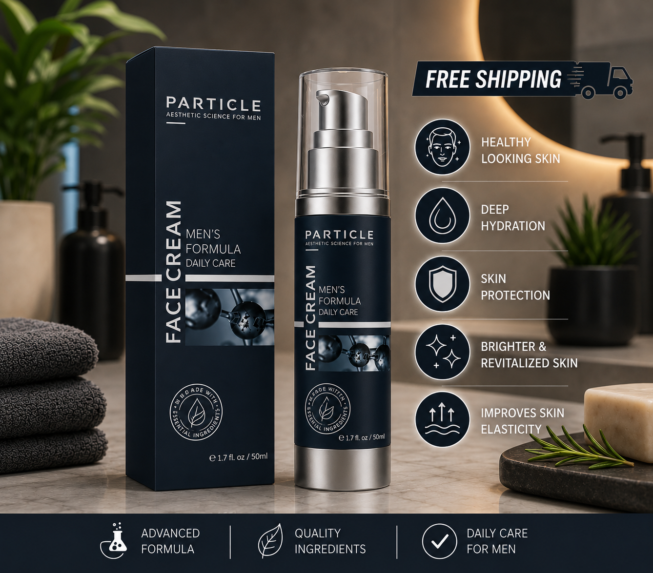 Particle Face Cream For Men 6 In 1 Anti Aging Cream Fights Eye Bags Dark Spots