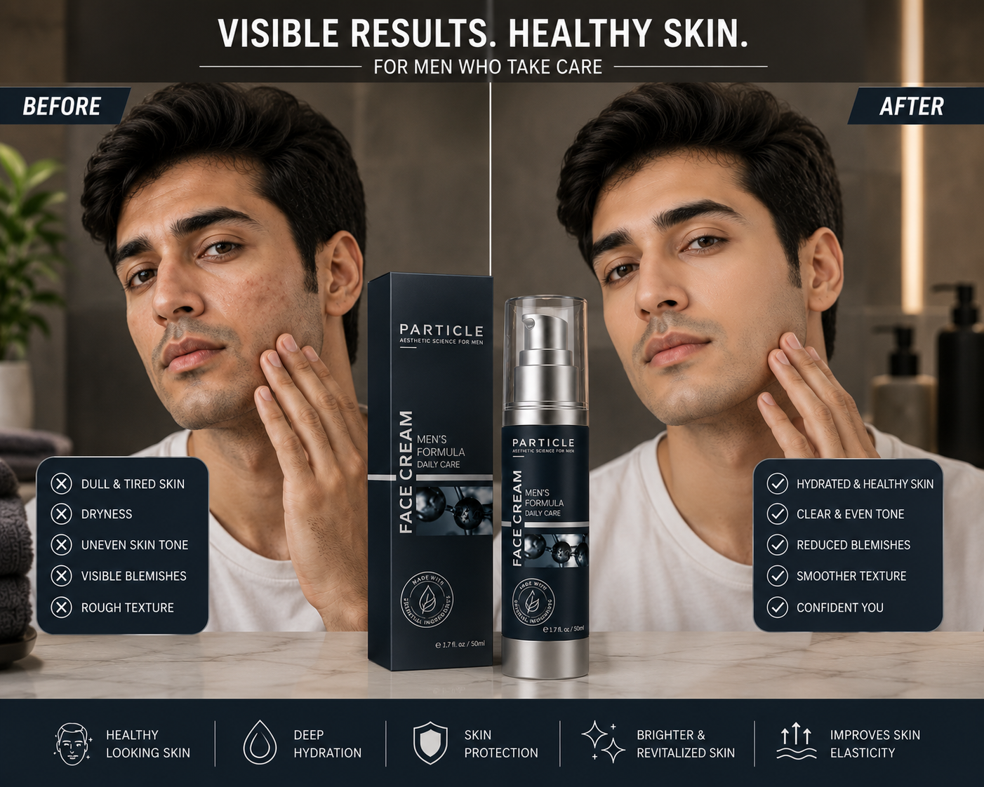 Particle Face Cream For Men 6 In 1 Anti Aging Cream Fights Eye Bags Dark Spots