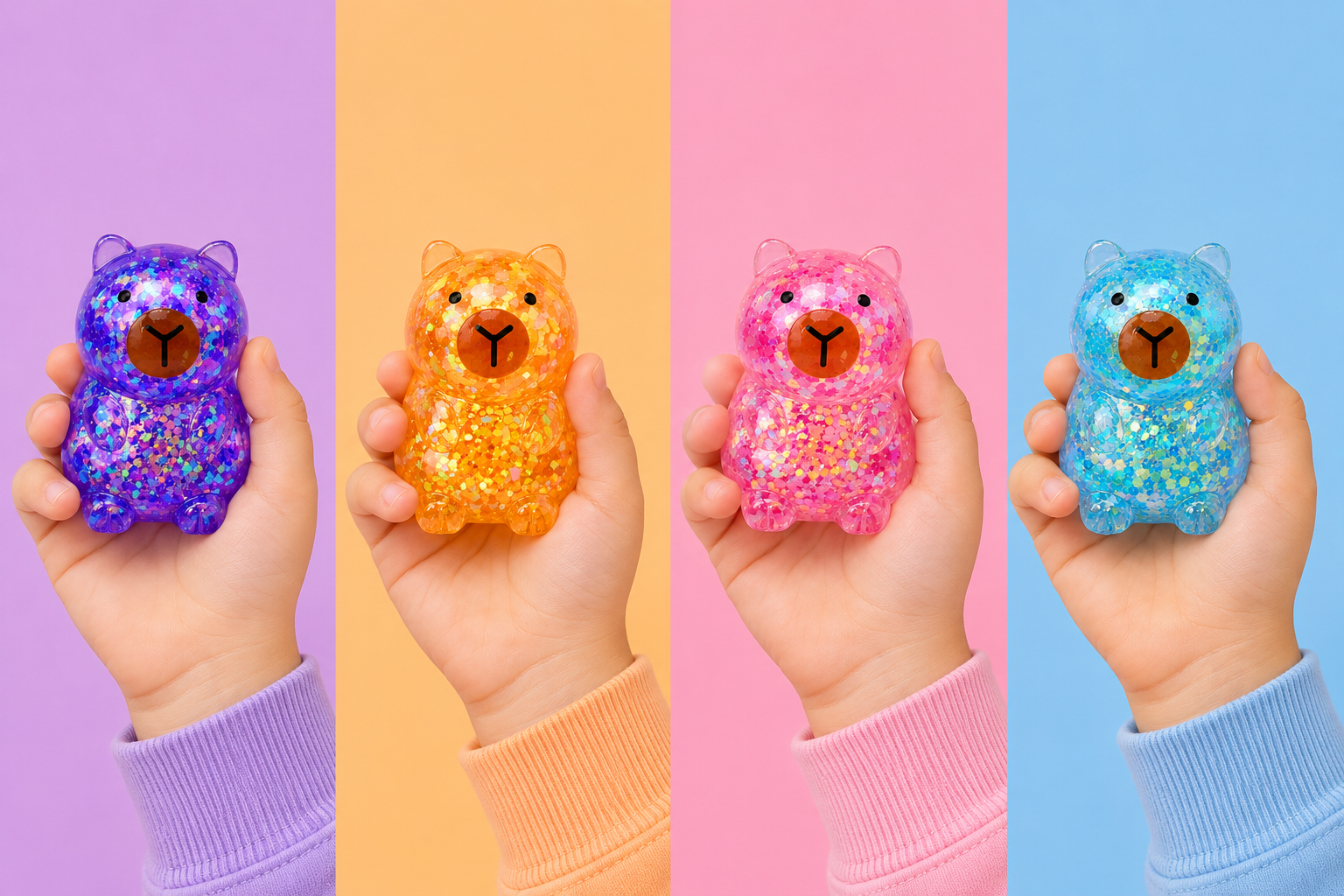 Squishy Capybara Stress Toys, Glitter Capybara Fidget Toy Set