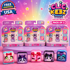 Clickeez Clickable Collectibles Mystery Pack – Pack of 3 | Surprise Mini Click Toy Keycaps | Collectible Fidget Toy for Kids & Collectors