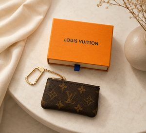 Louis Vuitton Monogram Key Pouch Pochette Cles Coin Purse W/Box & Bag