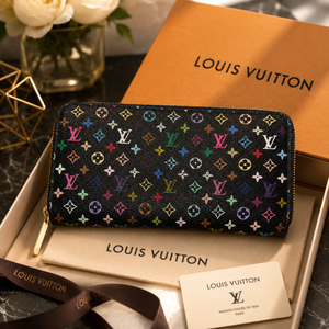 Louis Vuitton Women’s Multicolor Monogram Zip-Around Wallet Black, Card Slots