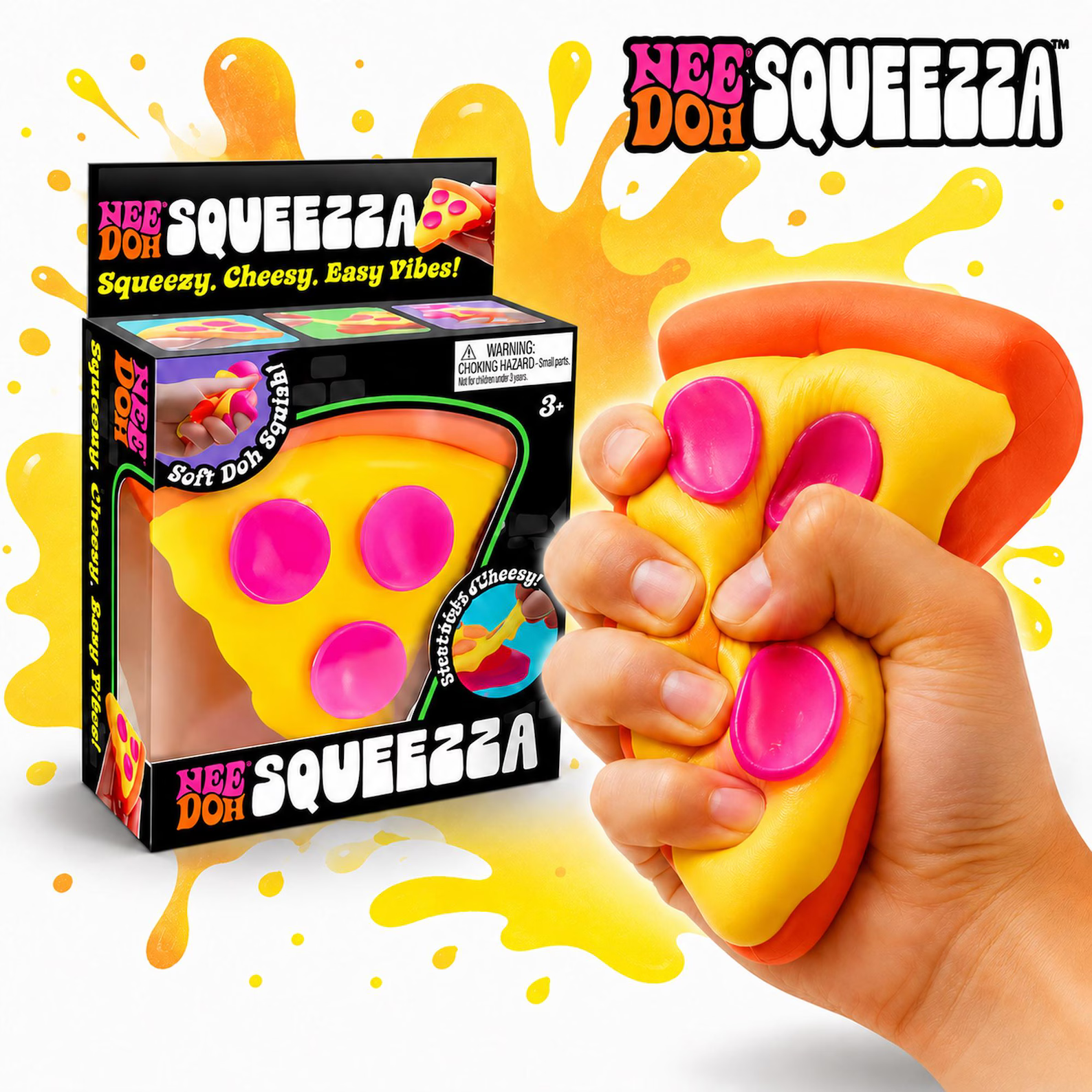 NeeDoh Pizza Stress Ball, Sensory Fidget Toy, Squishy Squeeze, Anxiety Relief, Desk Fidget Gift