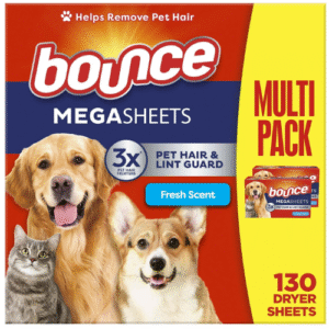 Bounce Pet Hair and Lint Guard Mega Dryer Sheets Fresh Scent 130 Count